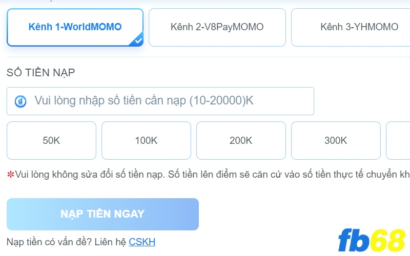 Chia sẻ cách nạp tiền FB68 nhanh nhất