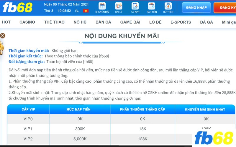 Khuyến mãi FB68 và những thông tin liên quan
