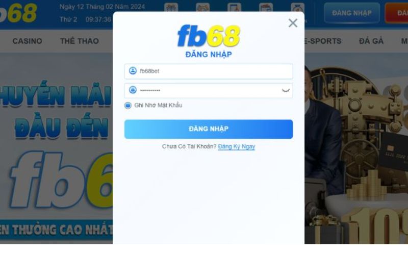 Hướng dẫn đăng nhập website trực tiếp bóng đá FB68 đơn giản